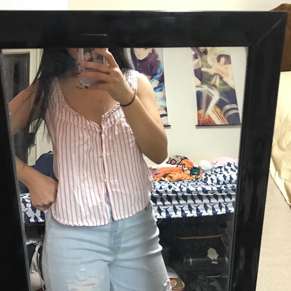 Pinstriped button down tank